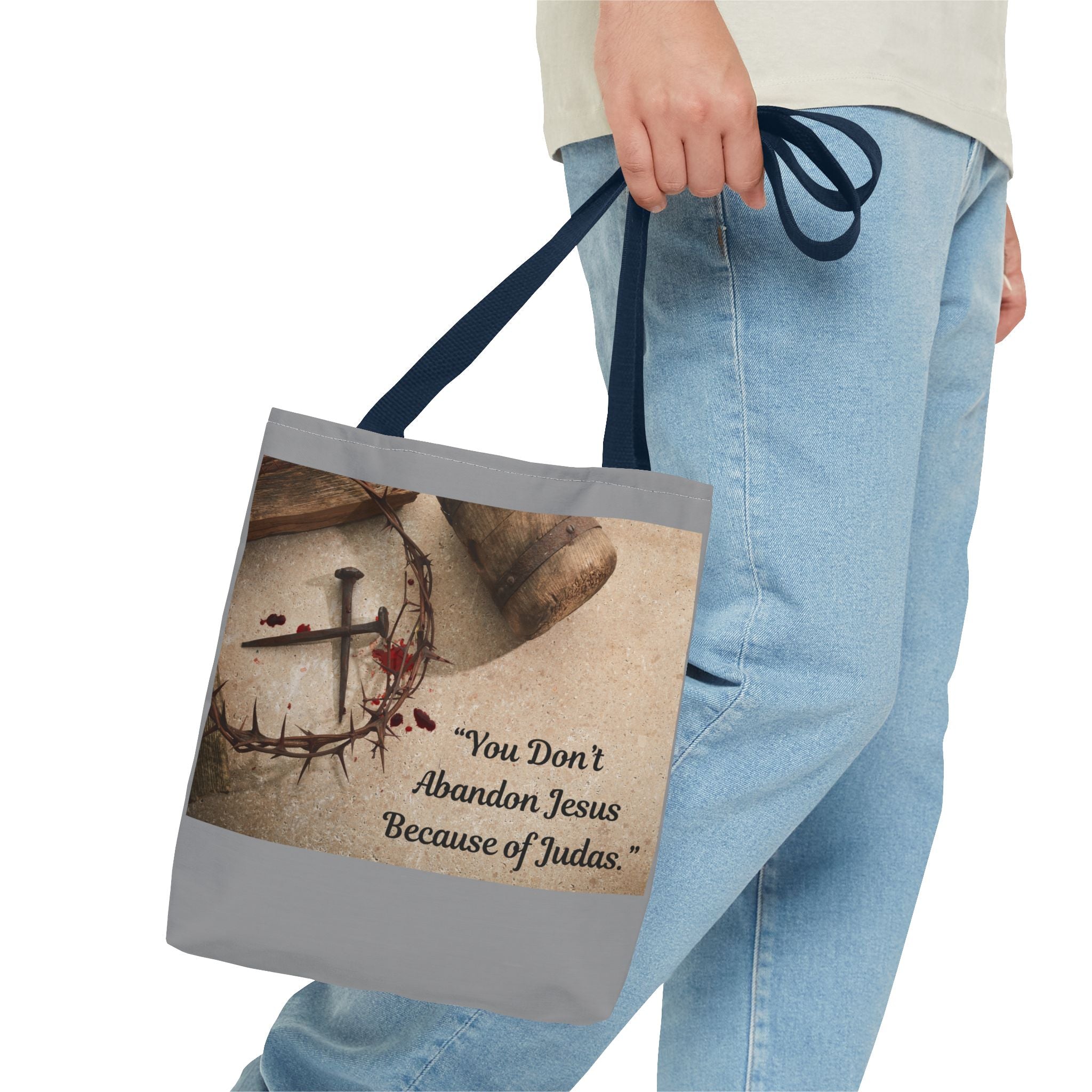 Tote Bag (AOP) - Holding tight to Jesus