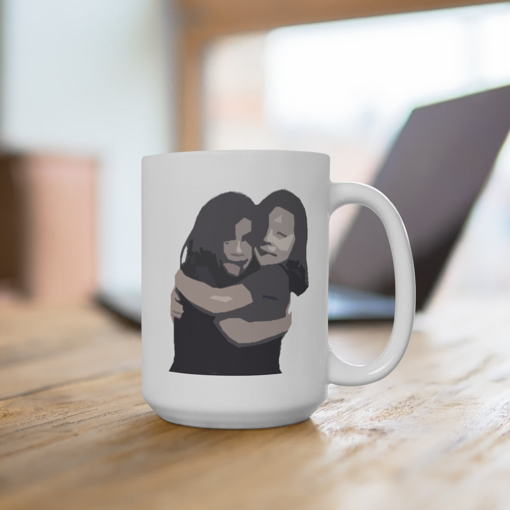 Mug 15oz - Built for twins. One Mug, Two Hearts