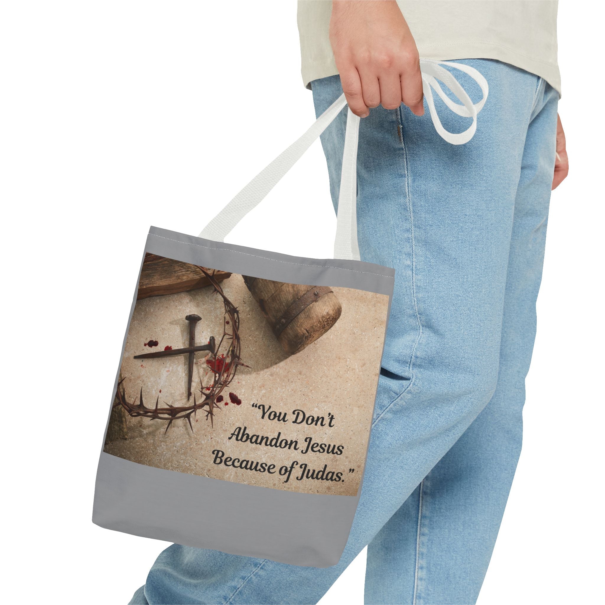 Tote Bag (AOP) - Holding tight to Jesus