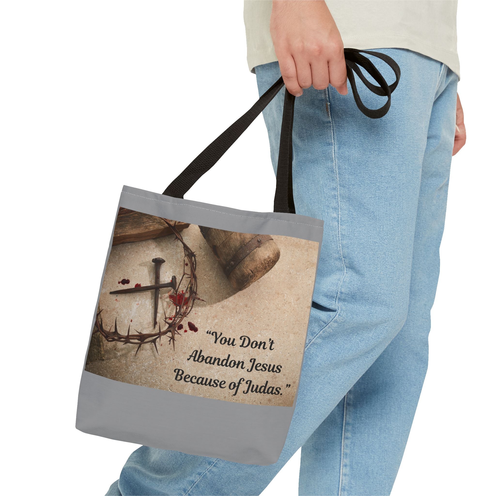 Tote Bag (AOP) - Holding tight to Jesus