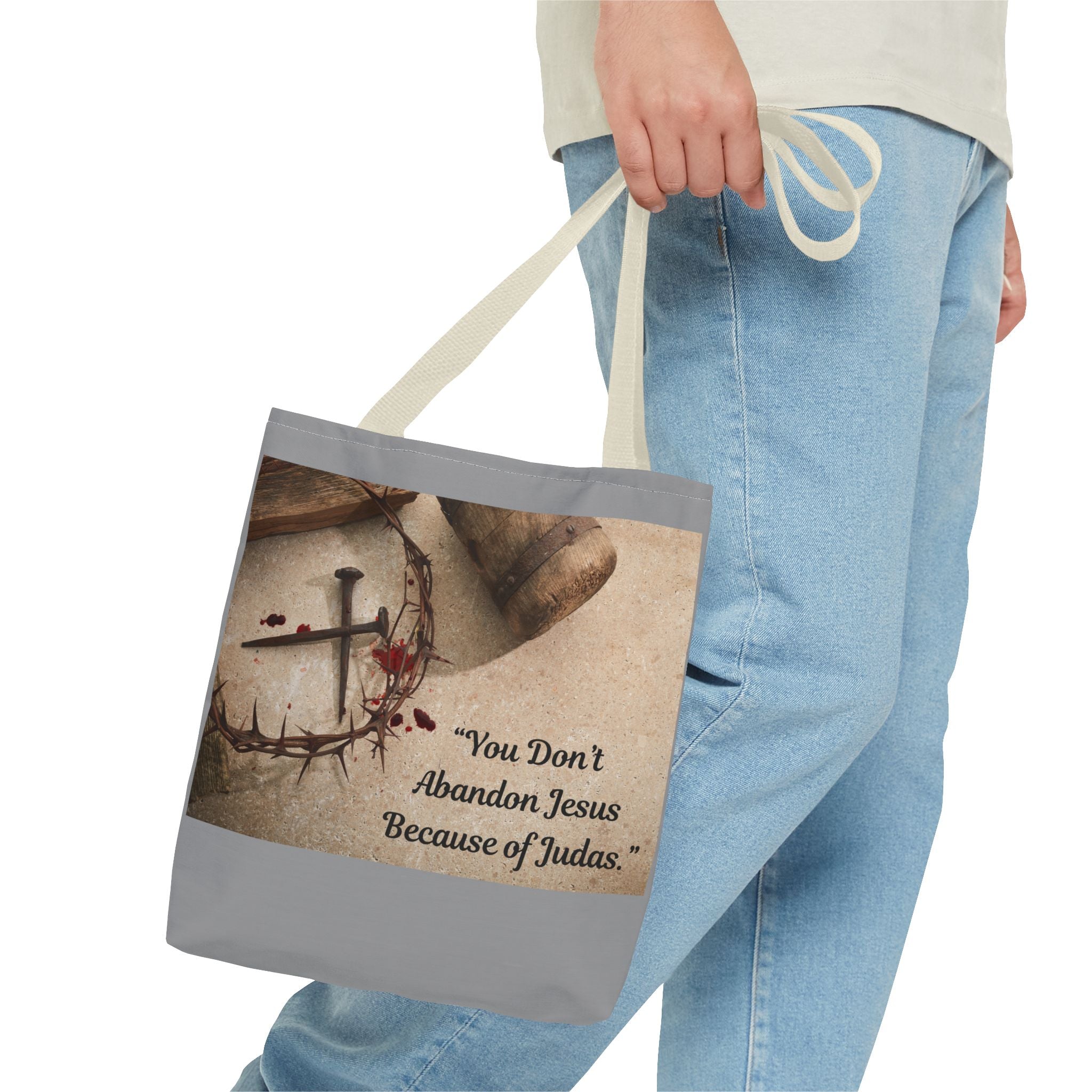 Tote Bag (AOP) - Holding tight to Jesus