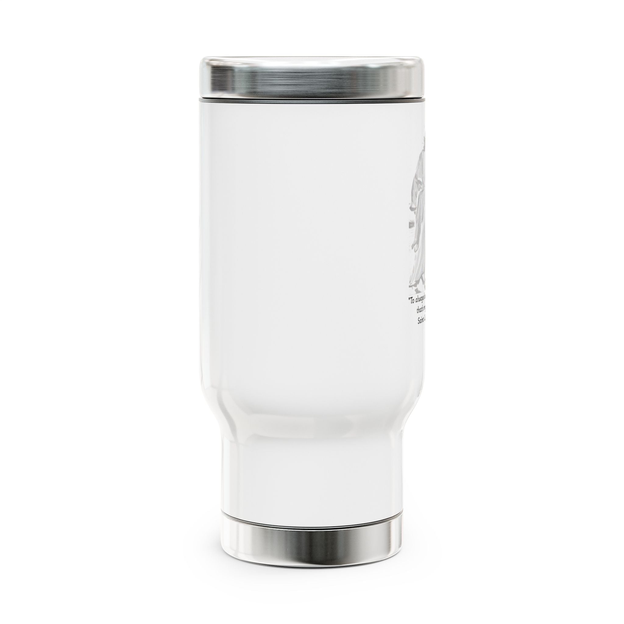 Stainless Steel Travel Mug with Handle, 14oz - Honor the life of Blessed Carlo Acutis